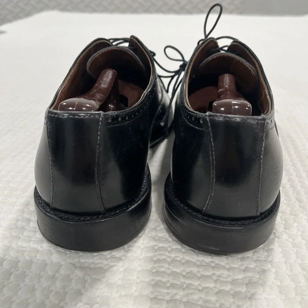 Allen Edmonds Mens Evanston Black 9.5 D Leather Cap Toe Brogue Oxford Dress Shoe